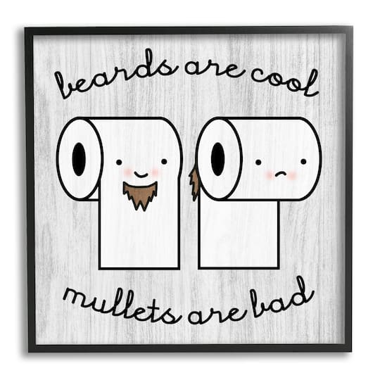 Stupell Industries Beards Vs. Mullets Toilet Paper Bathroom Humor Expression Framed Giclee Art